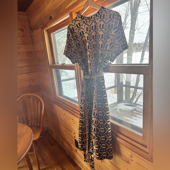 Ace & Jig Black and Tan Geometric Midi Dress - Picture 6 of 7